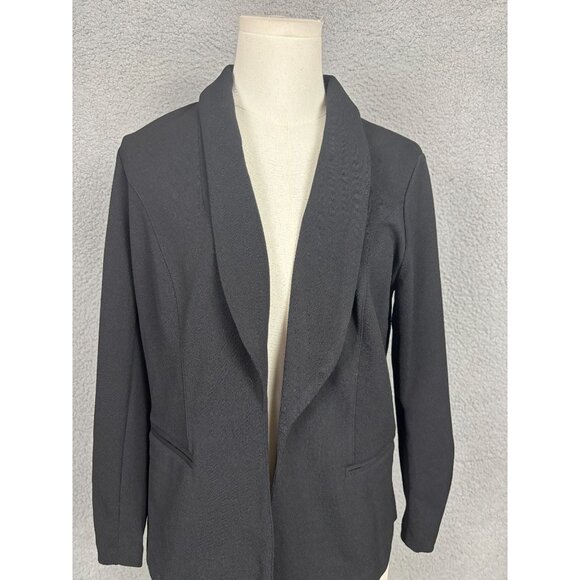 Bar III Women's Black Open-Front Ruched 3/4 Sleeve Knit Blazer Black Small NWT's - Picture 2 of 8